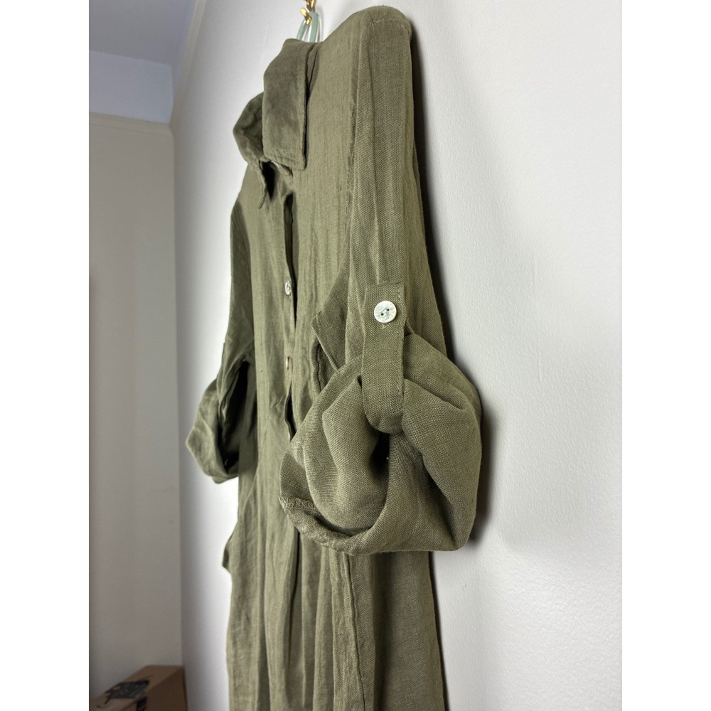 Elena Baldi linen dress M Green Made in Italy NWT minimalist beach summer - Picture 4 of 7